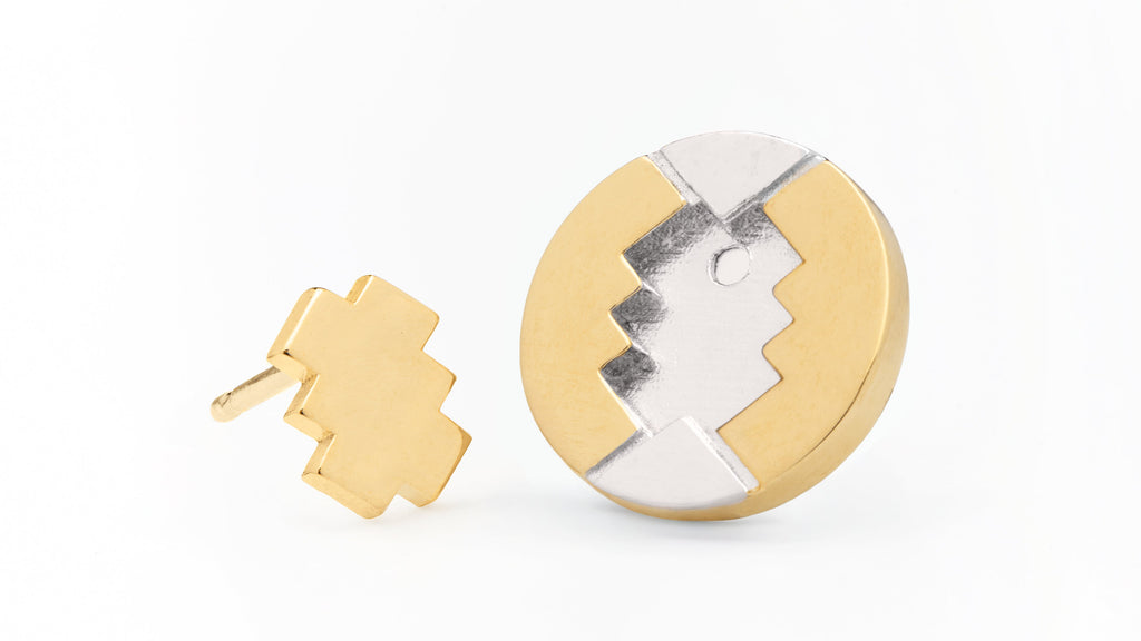Ear Puzzle collection - orecchino modello Peach in argento 925 placcato oro giallo lucido