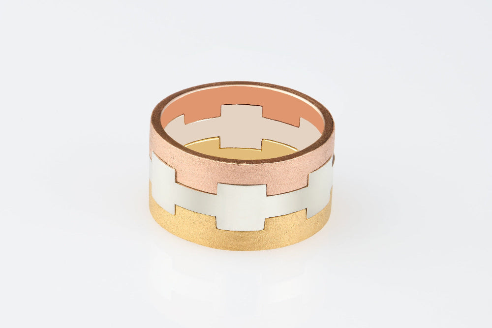 ICONIC CASTLE® - Anello tricolore in Oro 18 kt.